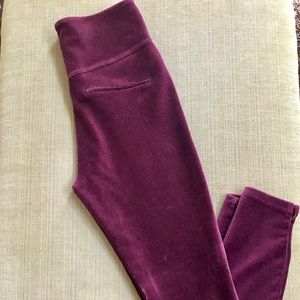 Burgundy velveteen corduroy leggings